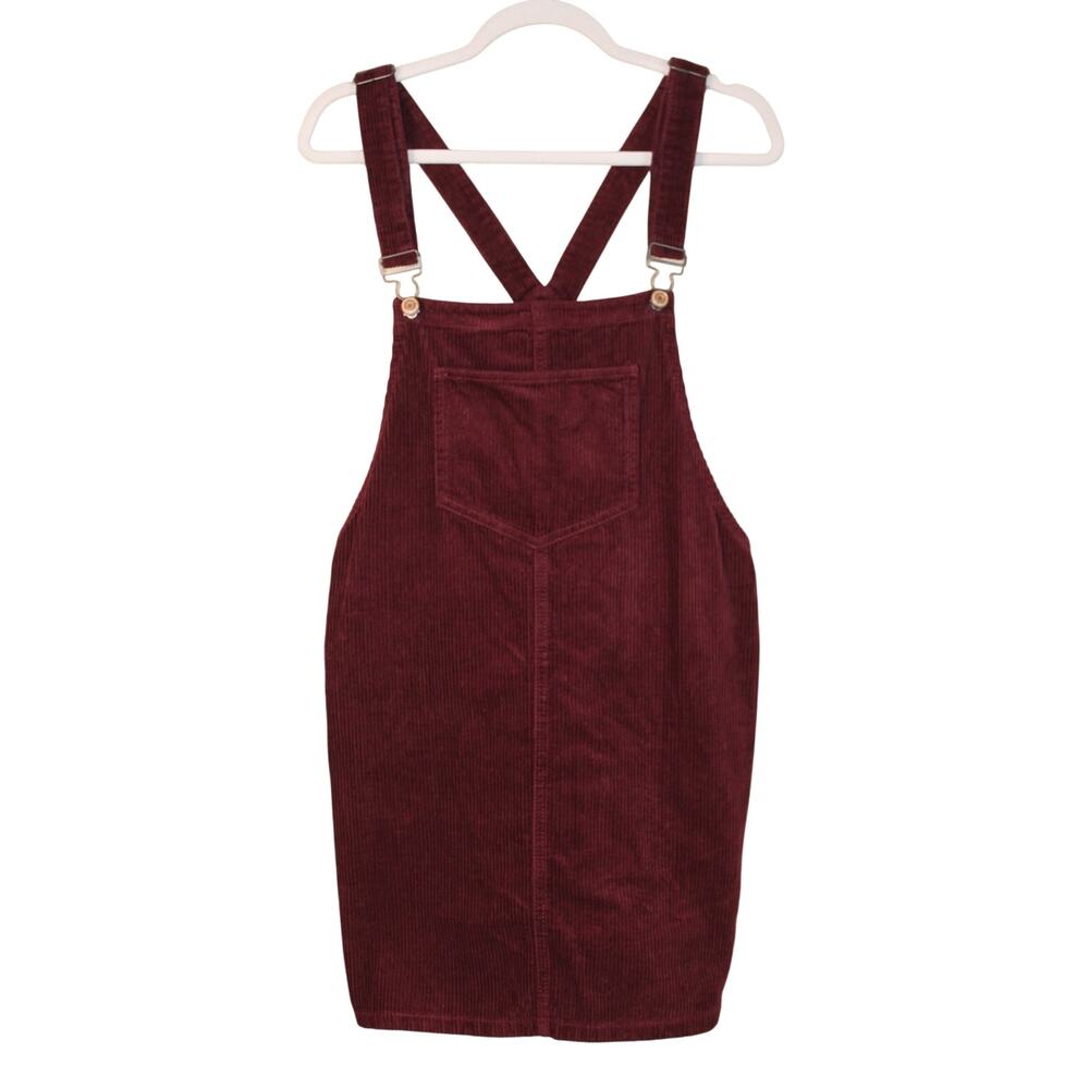 Denim Co. Burgundy Pinafore Country Cabin Fall Corduroy Overall Mini Dress 12